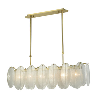 Hush 47'' Wide 6-Light Linear Chandeliers - Aged Brass with White