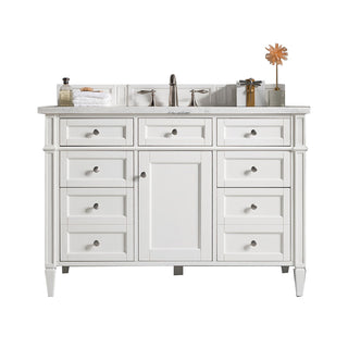 48 Inch Brittany Freestanding Vanity in Bright White / Eternal Jasmine Pearl Top