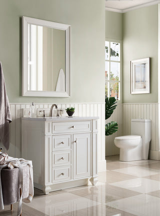 30 Inch Bristol Freestanding Vanity in Bright White / White Zeus Top