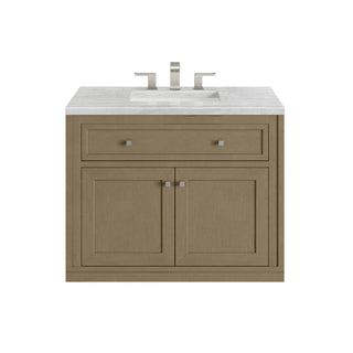 36 Inch Chicago Freestanding Vanity in Walnut Whisper / Arctic Fall Top