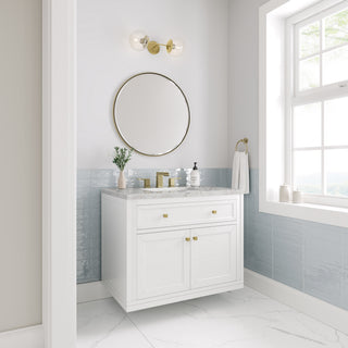 36 Inch Chicago Freestanding Vanity in Glossy White / Eternal Jasmine Pearl Top