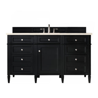 60 Inch Brittany Freestanding Vanity in Black Onyx / Eternal Marfil Top