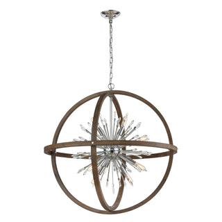 Morning Star 19.5'' Wide 6-Light Pendant - Aged Fir with Chrome