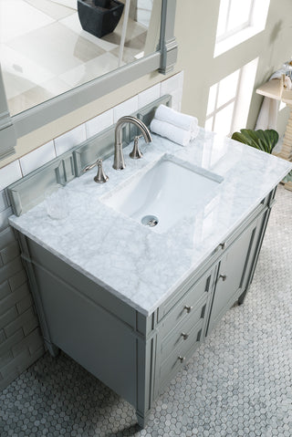 36 Inch Brittany Freestanding Vanity in Urban Gray / Carrara White Top