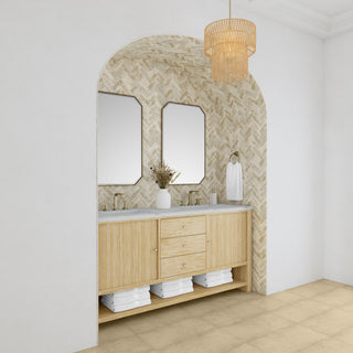 72 Inch Marigot Freestanding Vanity in Sunwashed Oak / Ethereal Noctis Top