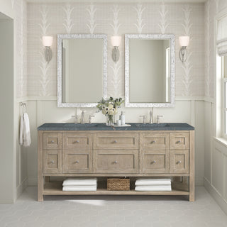 72 Inch Breckenridge Freestanding Vanity in Whitewashed Oak / Parisien Bleu Top