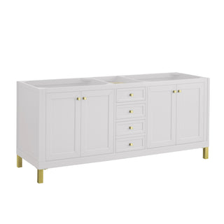 72 Inch Chicago Freestanding Vanity in Glossy White / Parisien Bleu Top