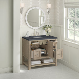 36 Inch Breckenridge Freestanding Vanity in Whitewashed Oak / Charcoal Soapstone Top