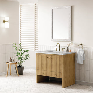 36 Inch Hudson Freestanding Vanity in Light Natural Oak / Victorian Silver Top