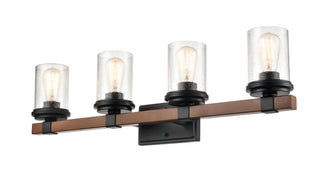 Taos 4-Light Vanity Matte Black/Wood Grain