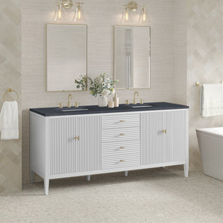 72 Inch Myrrin Freestanding Vanity in Bright White / Charcoal Soapstone Top