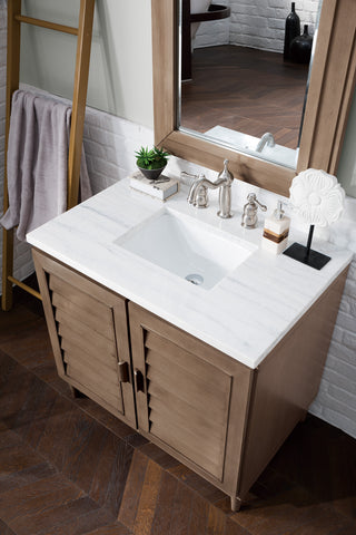 36 Inch Portland Freestanding Vanity in Whitewashed Walnut / Arctic Fall Top