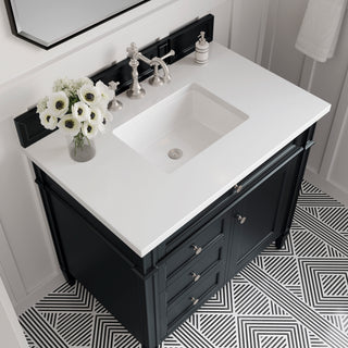 36 Inch Brittany Freestanding Vanity in Black Onyx / White Zeus Top