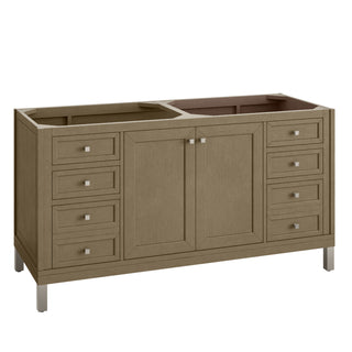60 Inch Chicago Freestanding Vanity in Walnut Whisper / White Zeus Top