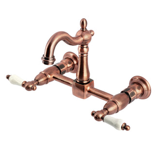 Heritage Wall Mount Kitchen Faucet in Antique Copper