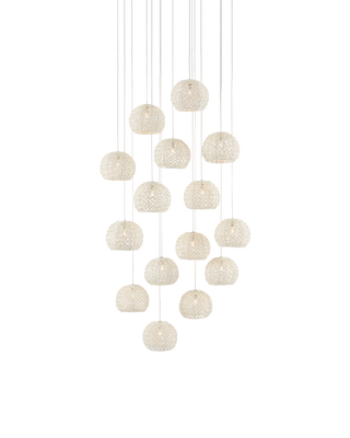 Piero White 15-Light Round Multi-Drop Pendant