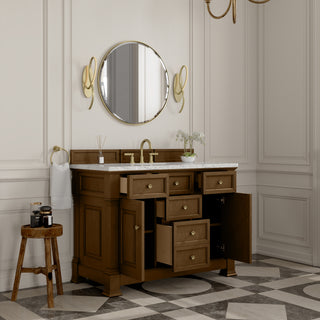 48 Inch Brookfield Freestanding Vanity in Honey Oak / Eternal Jasmine Pearl Top