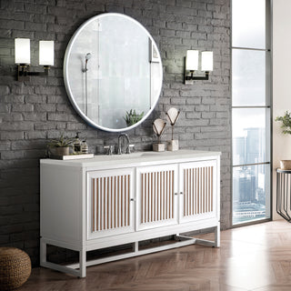 60 Inch Athens Dual Mount Vanity in Glossy White / Lime Delight Top