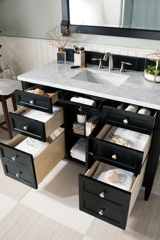 48 Inch Brittany Freestanding Vanity in Black Onyx / Carrara White Top