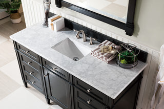 60 Inch Brittany Freestanding Vanity in Black Onyx / Carrara White Top