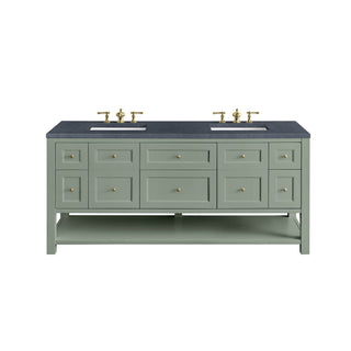 72 Inch Breckenridge Freestanding Vanity in Smokey Celadon / Charcoal Soapstone Top