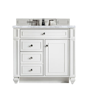 36 Inch Bristol Freestanding Vanity in Bright White / Carrara White Top