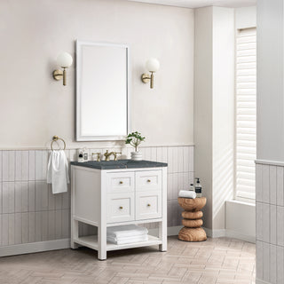 30 Inch Breckenridge Freestanding Vanity in Bright White / Parisien Bleu Top