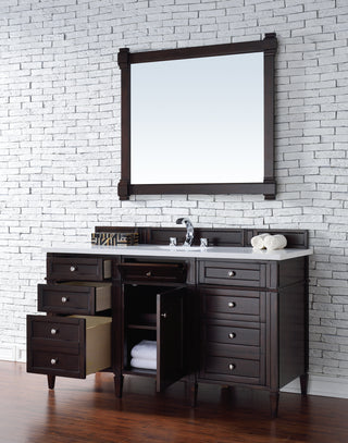 60 Inch Brittany Freestanding Vanity in Burnished Mahogany / White Zeus Top