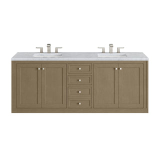 72 Inch Chicago Freestanding Vanity in Walnut Whisper / Carrara White Top