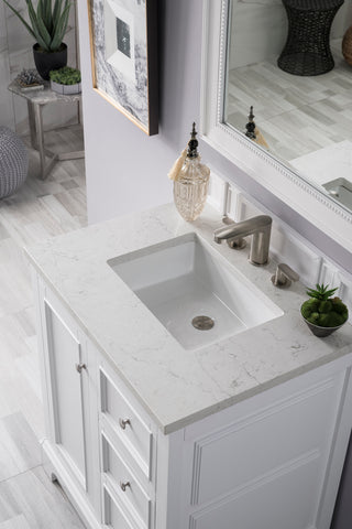 31.25 Inch De Soto Freestanding Vanity in Bright White / Eternal Jasmine Pearl Top