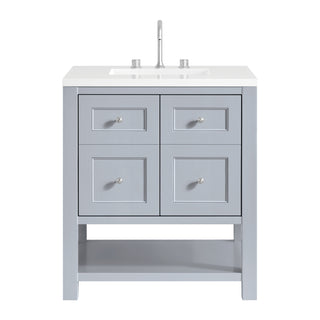 30 Inch Breckenridge Freestanding Vanity in Serenity Blue / White Zeus Top