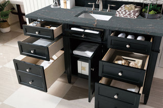60 Inch Brittany Freestanding Vanity in Black Onyx / Parisien Bleu Top