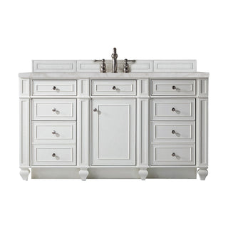 60 Inch Bristol Freestanding Vanity in Bright White / Victorian Silver Top