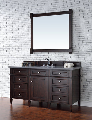 60 Inch Brittany Freestanding Vanity in Burnished Mahogany / Charcoal Soapstone Top