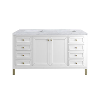 60 Inch Chicago Freestanding Vanity in Glossy White / Carrara White Top