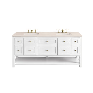 72 Inch Breckenridge Freestanding Vanity in Bright White / Eternal Marfil Top