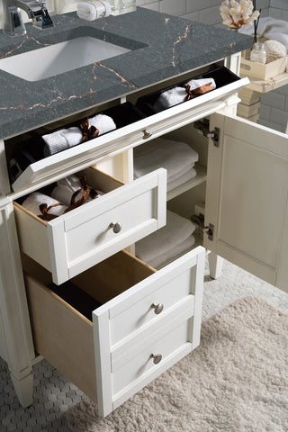 36 Inch Brittany Freestanding Vanity in Bright White / Parisien Bleu Top