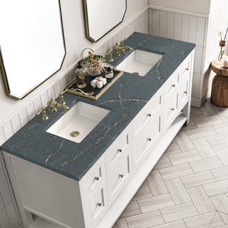 72 Inch Breckenridge Freestanding Vanity in Bright White / Parisien Bleu Top