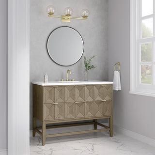 48 Inch Emmeline Freestanding Vanity in Pebble Oak / White Zeus Top