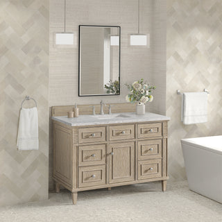 48 Inch Lorelai Freestanding Vanity in Whitewashed Oak / Eternal Jasmine Pearl Top