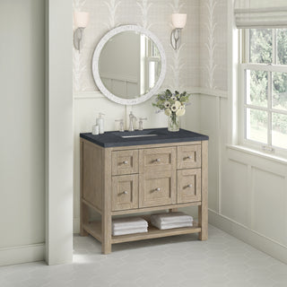 36 Inch Breckenridge Freestanding Vanity in Whitewashed Oak / Charcoal Soapstone Top