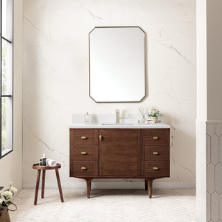 48 Inch Amberly Dual Mount Vanity in Mid-Century Walnut / White Zeus Top