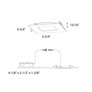 4 Inch Square CCT LED Recessed Panel Light