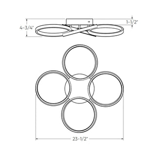 4-ring flush mount, 5CCT - Black
