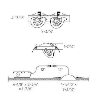 Double 4" Flat Recessed LED Gimbal Light