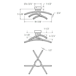 3 Curved Branch Flush Mount