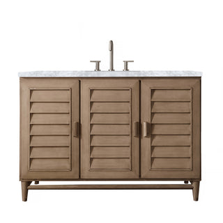 48 Inch Portland Freestanding Vanity in Whitewashed Walnut / Carrara White Top