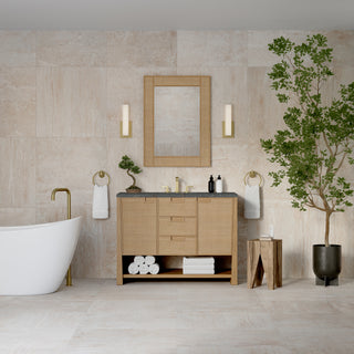 48 Inch Solene Freestanding Vanity in Seaside Oak / Parisien Bleu Top