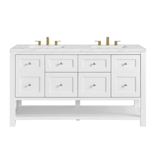 60 Inch Breckenridge Freestanding Vanity in Bright White / Ethereal Noctis Top