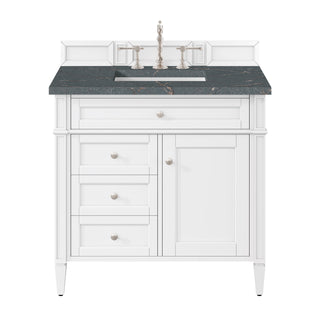 36 Inch Brittany Freestanding Vanity in Bright White / Parisien Bleu Top